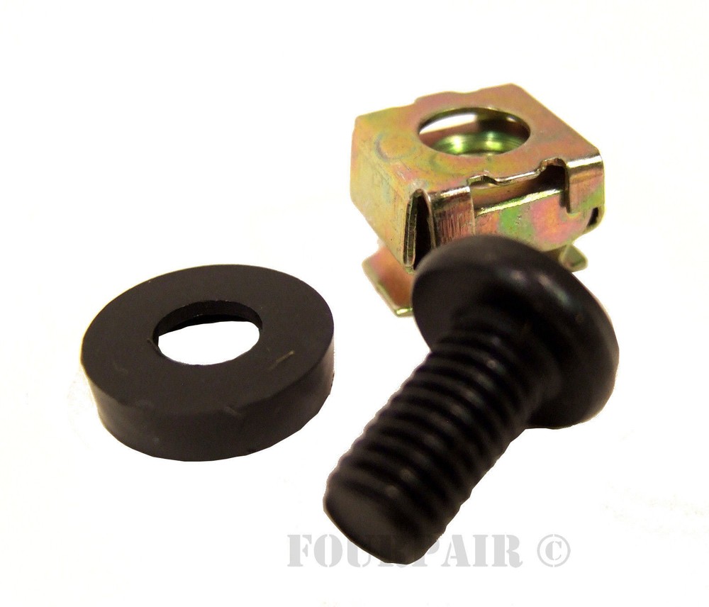 20 Pack Lot - M6 Rack Mount Cage Nuts, Screws, & Washers - Square Clips Server