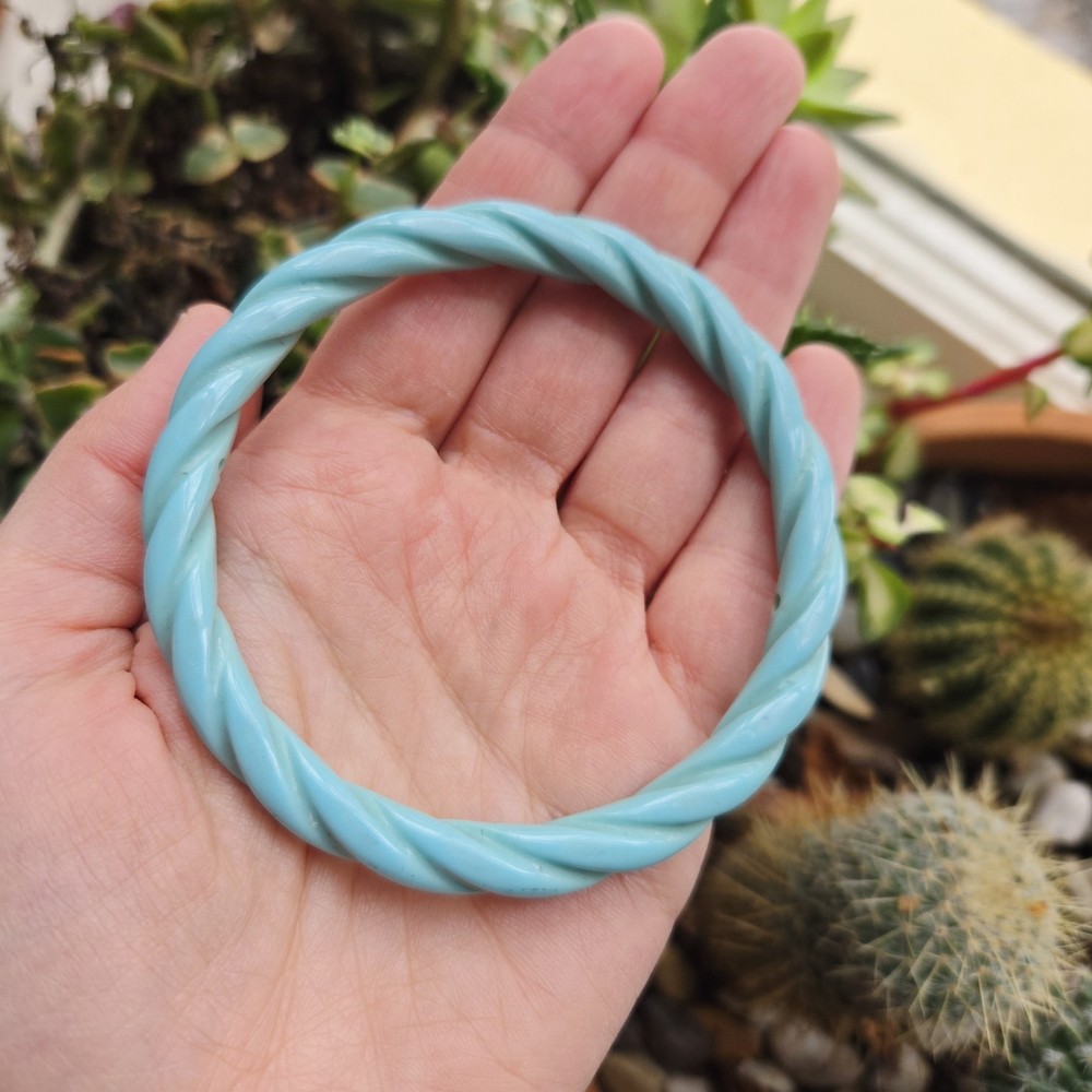 Vintage Sky Blue Twist Wave Bangle Bracelet