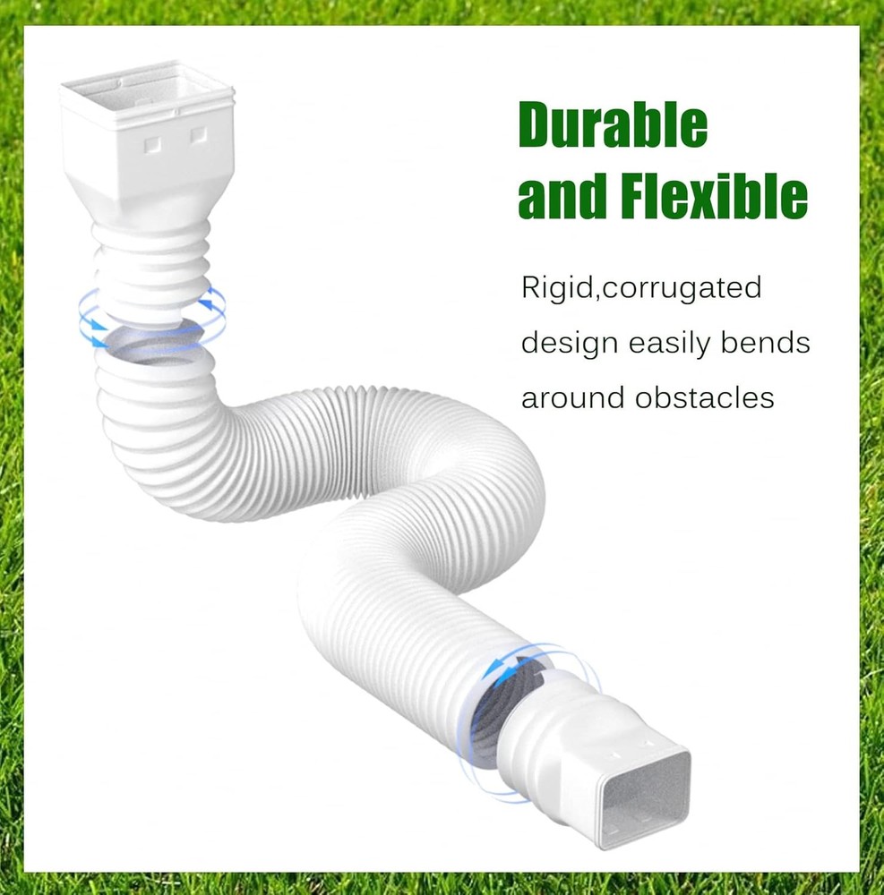 2 Pack Rain Gutter Downspout Extensions Flexible,Drain Downspout Extender Connec