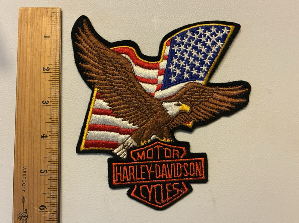 NOS 6" Harley Davidson Eagle USA Flag Patch Jacket OLP Bar & Shield Motorcycle