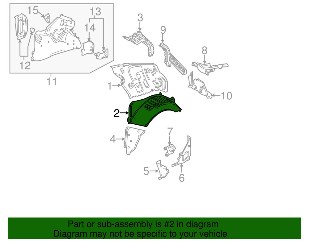 Genuine GM Driver Side Quarter Inner Lower Panel 84137575