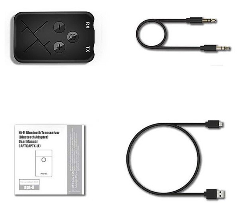 Bluetooth V5.0 Transmitter and Receiver with 3.5mm Audio Input-Out USB Charging