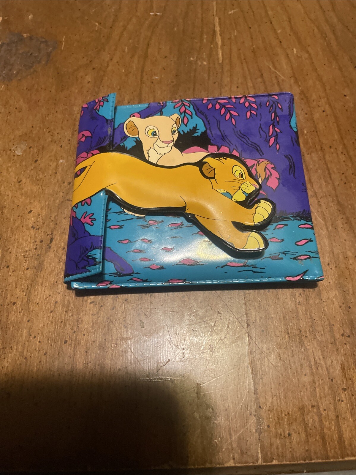 ☆RARE☆~Disney Vintage Wallet Vinyl 90s Lion King Simba Nala