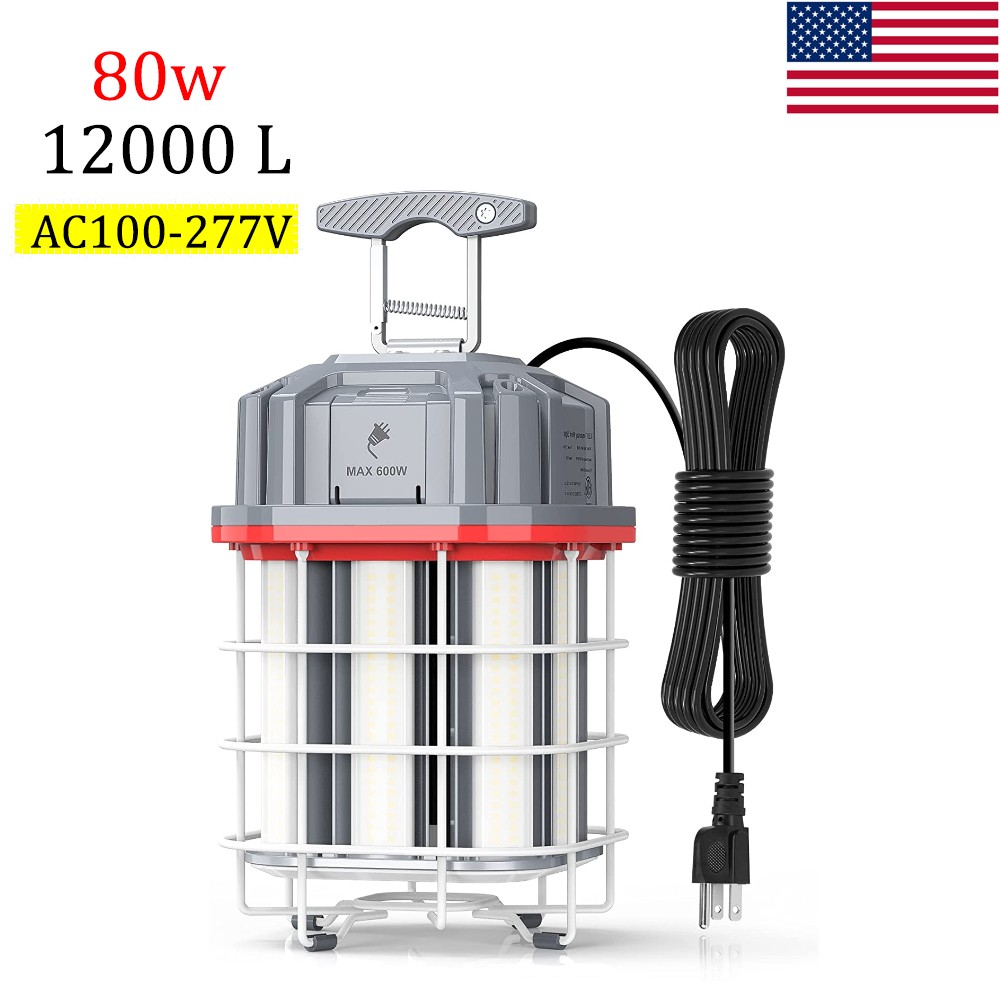 80W LED Temporary Work Light Industrial Construction Workshop Hanging Lamp 5000K