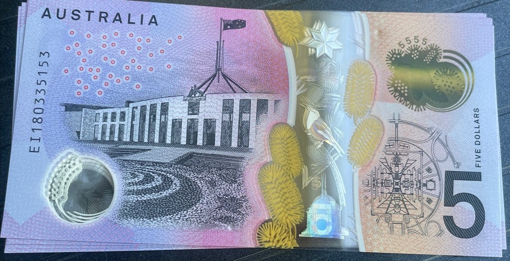 2018 $5 EI18 UNC Consecutive Five Dollar Banknote General Prefix EI 18