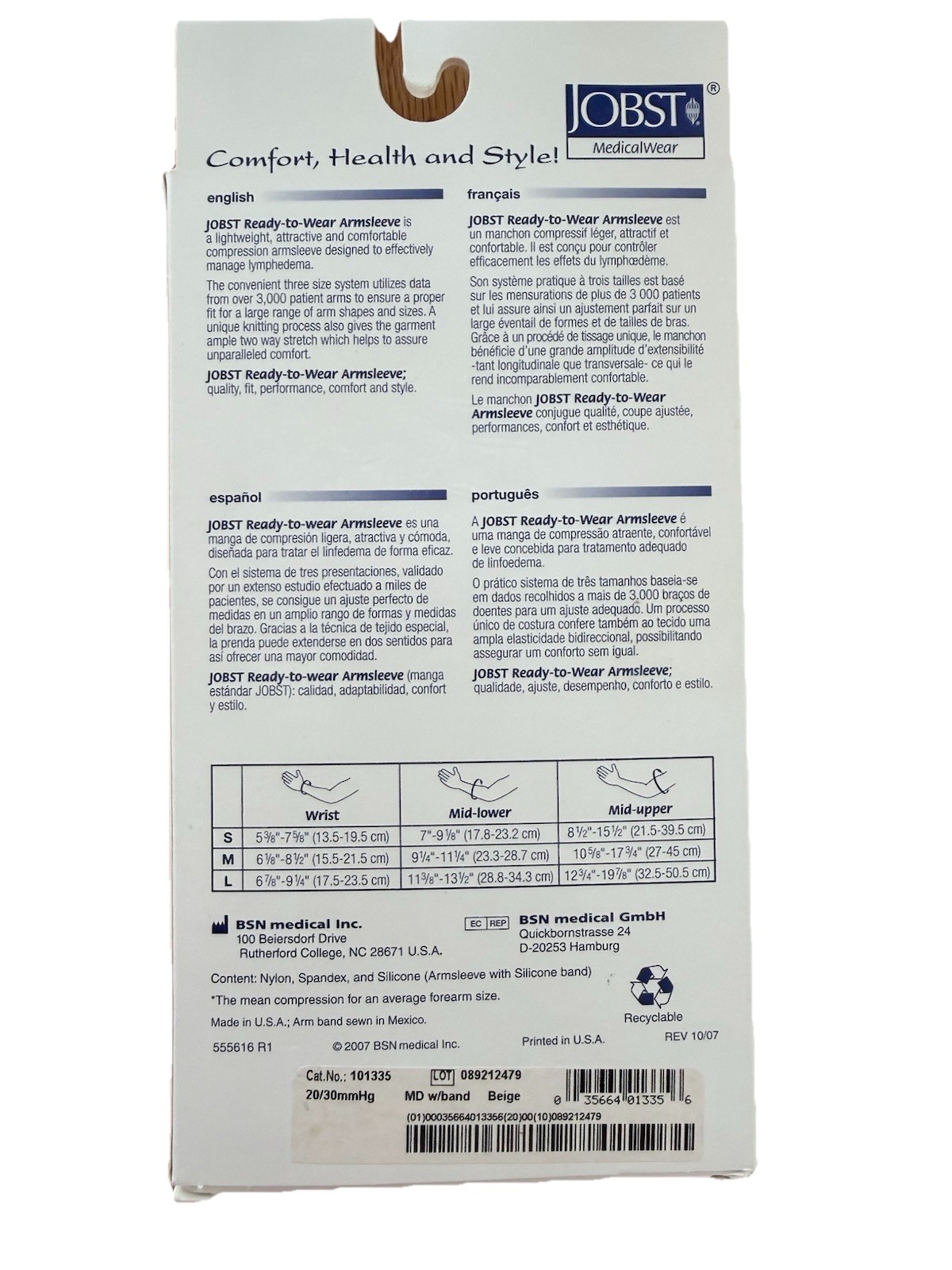 Jobst Lymphedema Arm sleeve Size Medium Compression Arm Sleeve