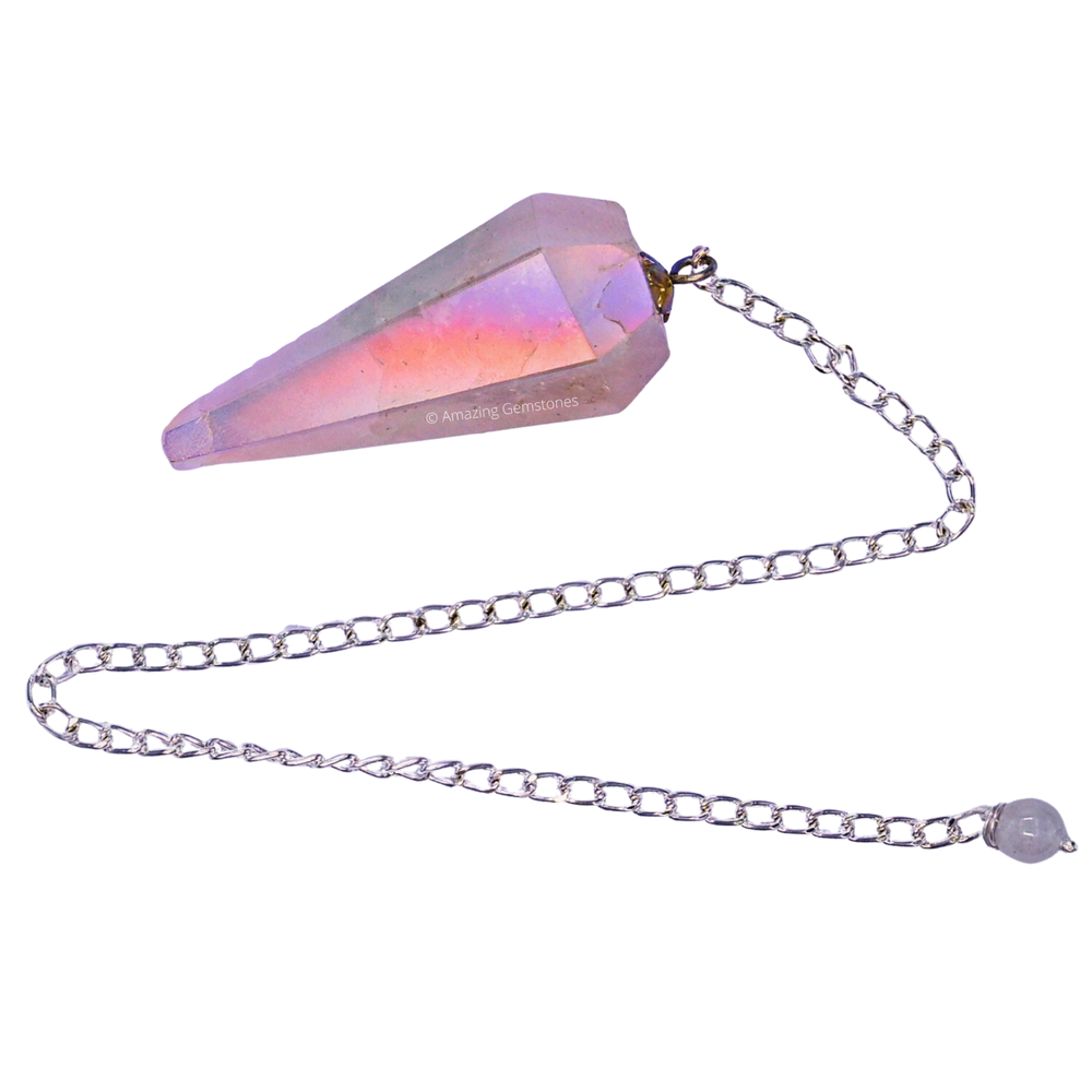 Angel Aura Rose Quartz Dowsing Crystal Pendulum
