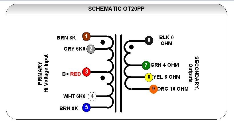 OT20PP- HC87 Output transformer 25VA & 8K/6K6 to 4/8/16 ohm