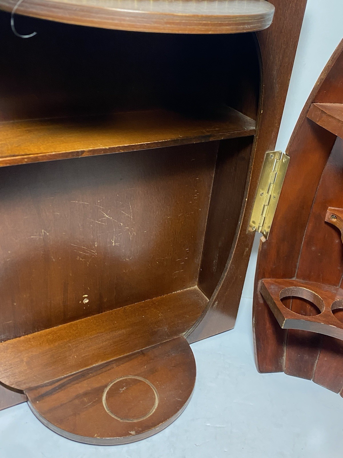 Vintage MCM Wood Barrel Bar Liquor Cabinet Man Cave She Shed