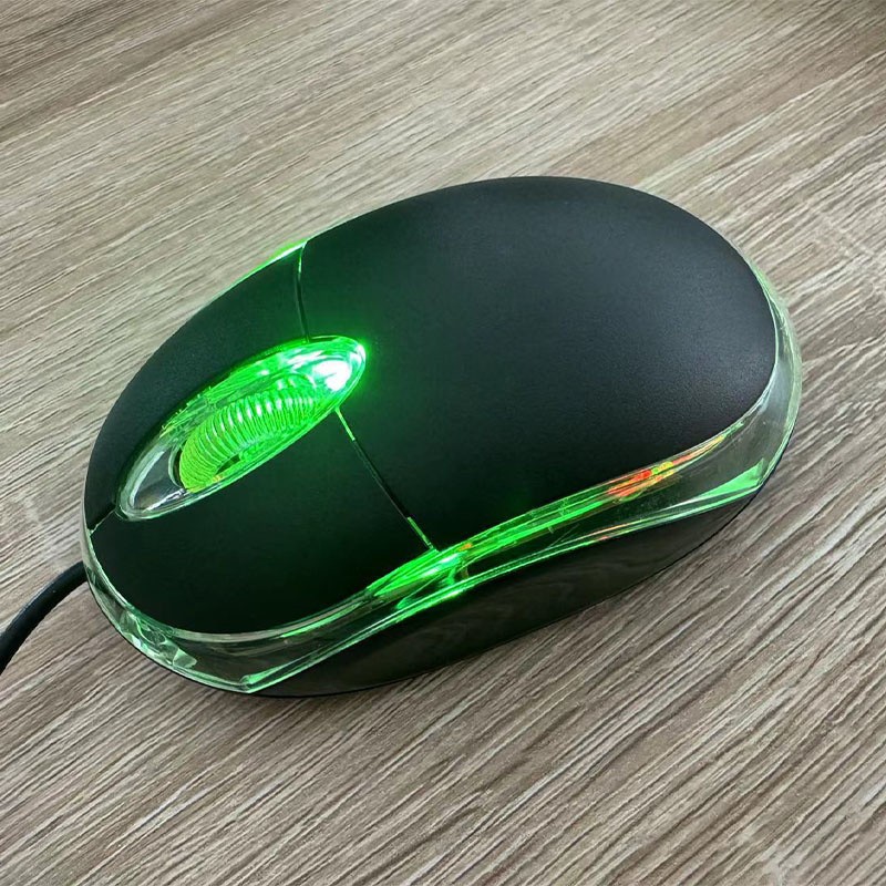 Wired USB Optical Mouse For PC Laptop Computer Scroll Wheel LED Light Black Mice
