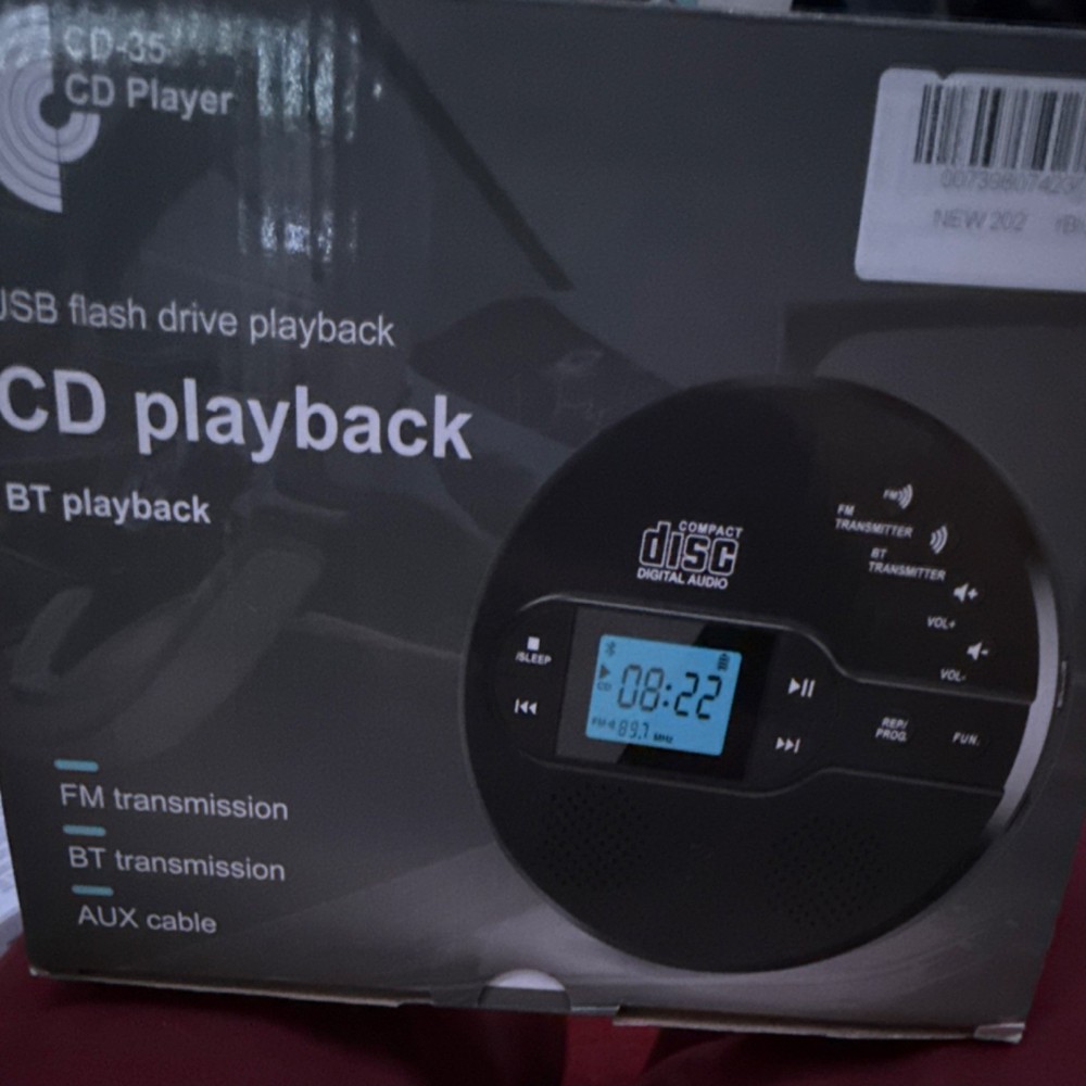 CD-35 Black CD Player USB Flash Drive Playback FM Bluetooth AUX Cable