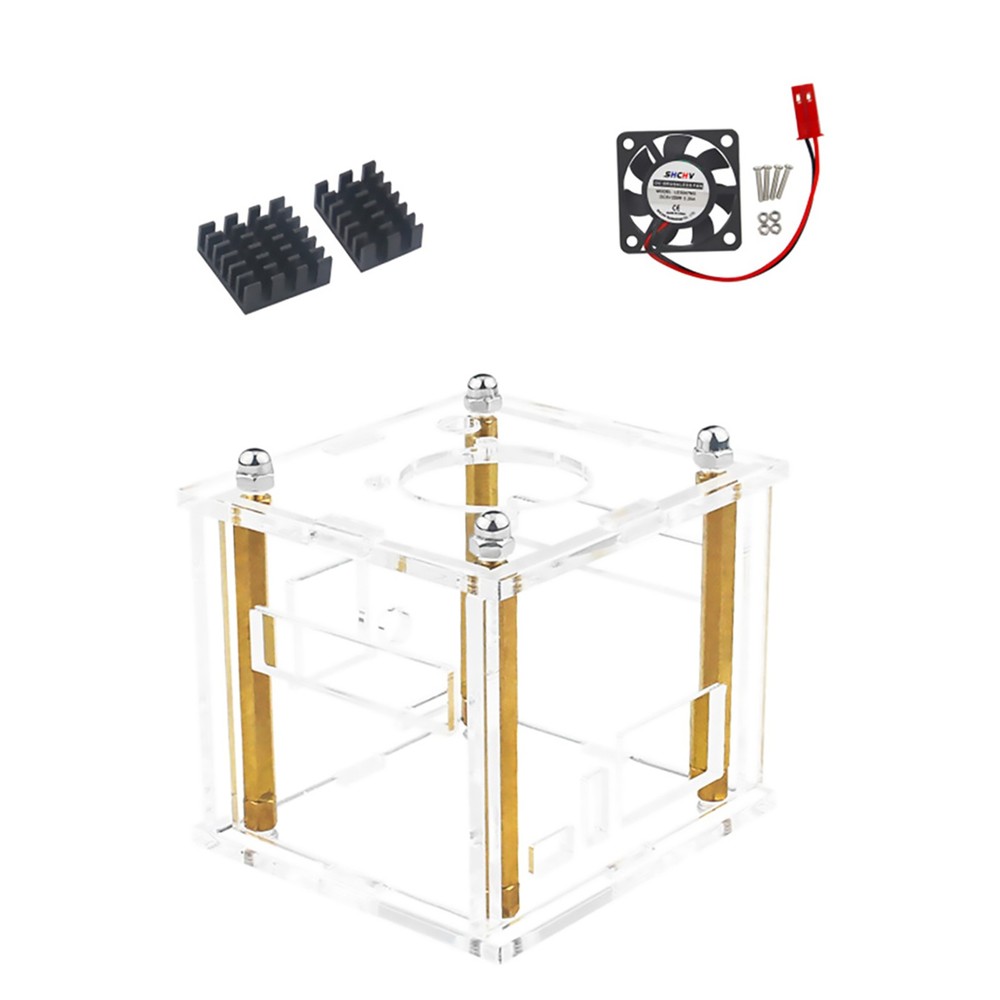 Acrylic Enclosure Clear Shell Case W/ Cooling Fan For Orange Pi Zero 3 Accessory
