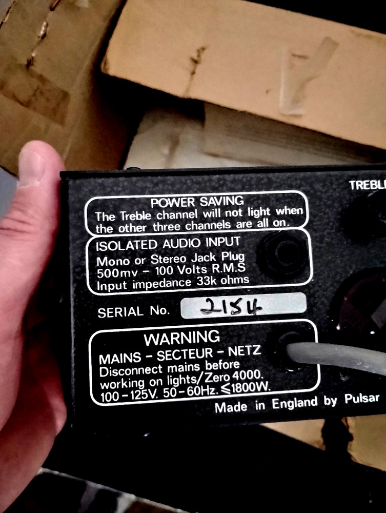 Pulsar Zero 4000 Lighting Controller - Audio Input Control, 1980's, Made In UK