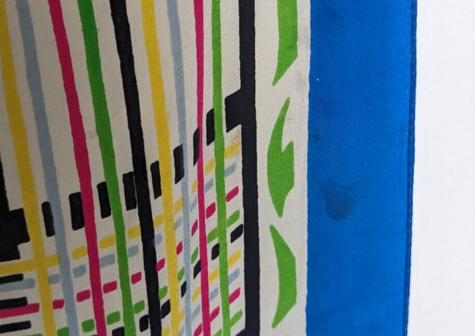 Vintage floral bird stripped scarf long rectangle approx 15 x 40" satin