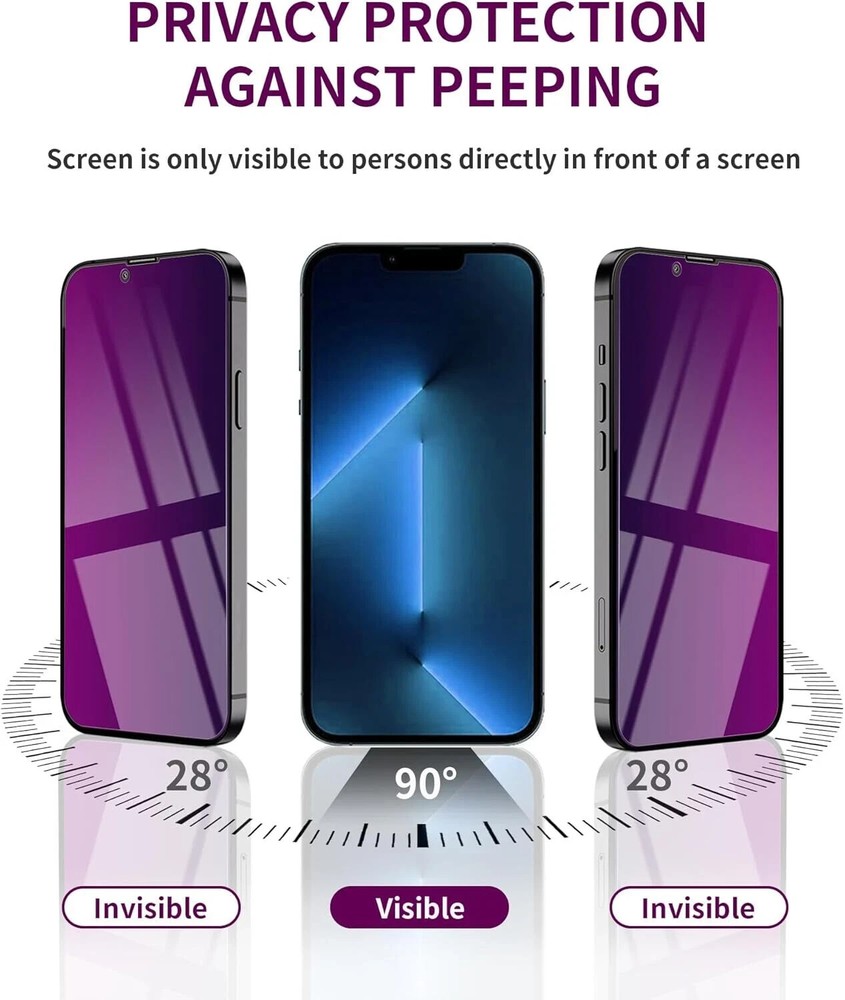 2 Pack Privacy Screen Protector for iPhone 14 Pro Max Tempered Glass for 14 P...