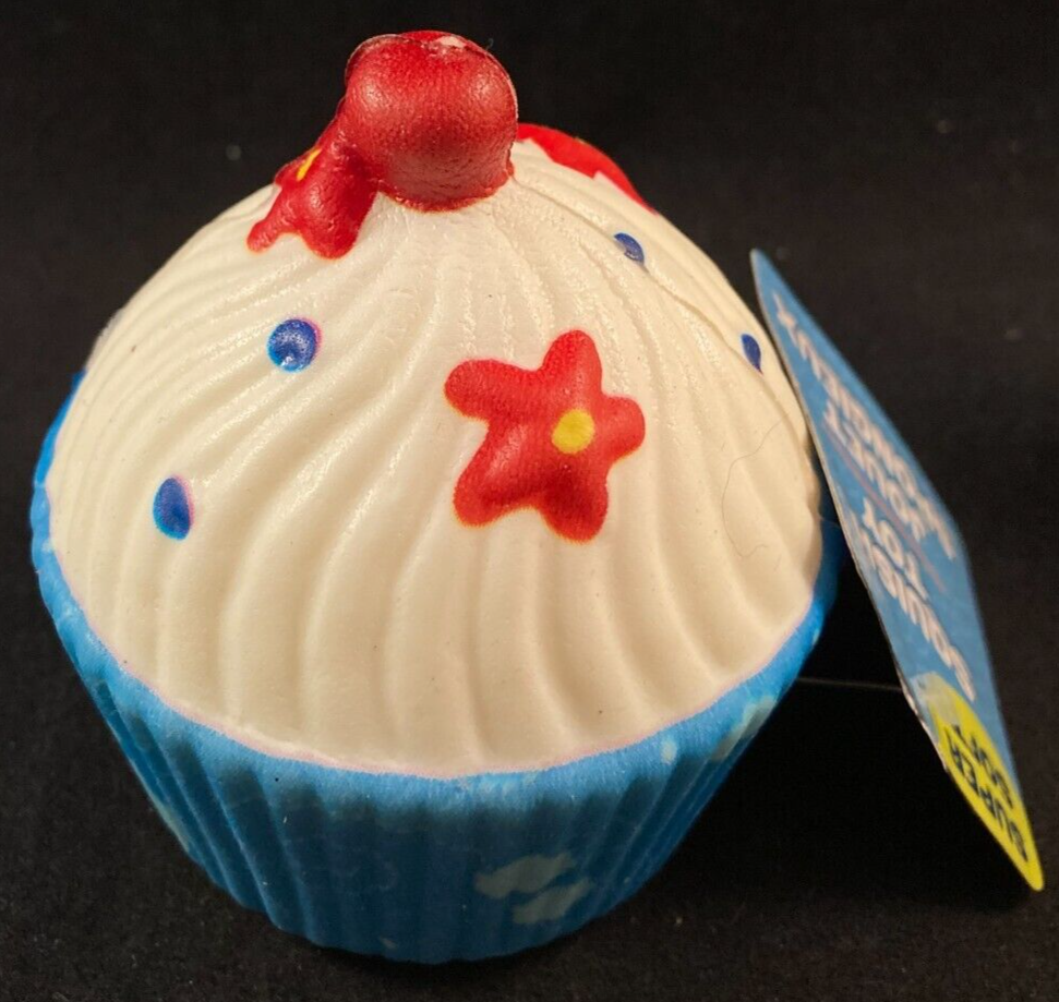 Cupcake w/ Blue Wrapper - Squishy Toy - Super Soft - Approx. 3" High