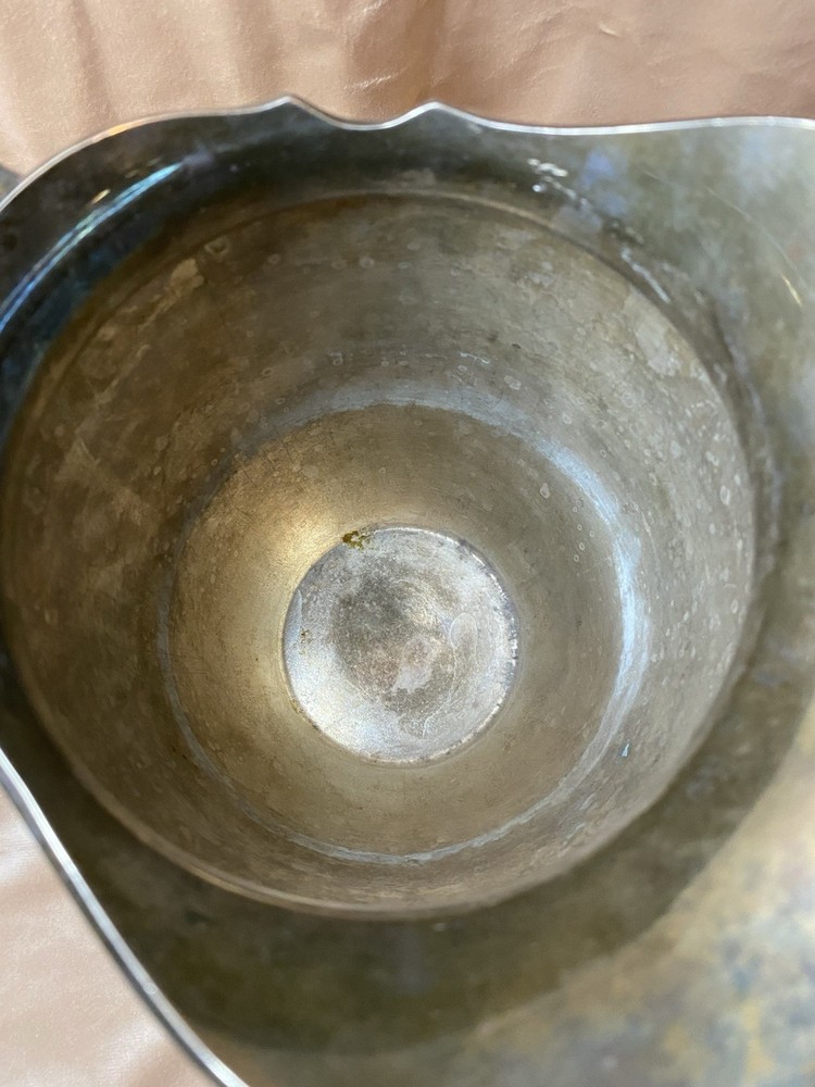 Hand Painted Flowers Signed Silver Water Pitcher Vase