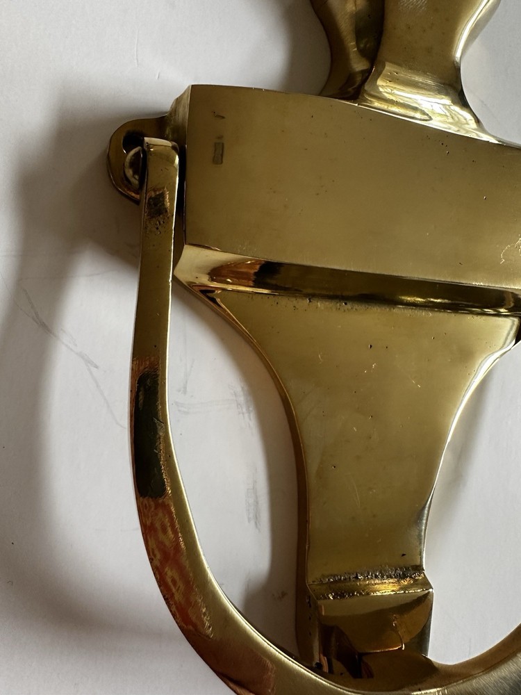 Vintage Solid Brass Entry Door Knocker Engravable ? 8.5” x 5” Classic Shield