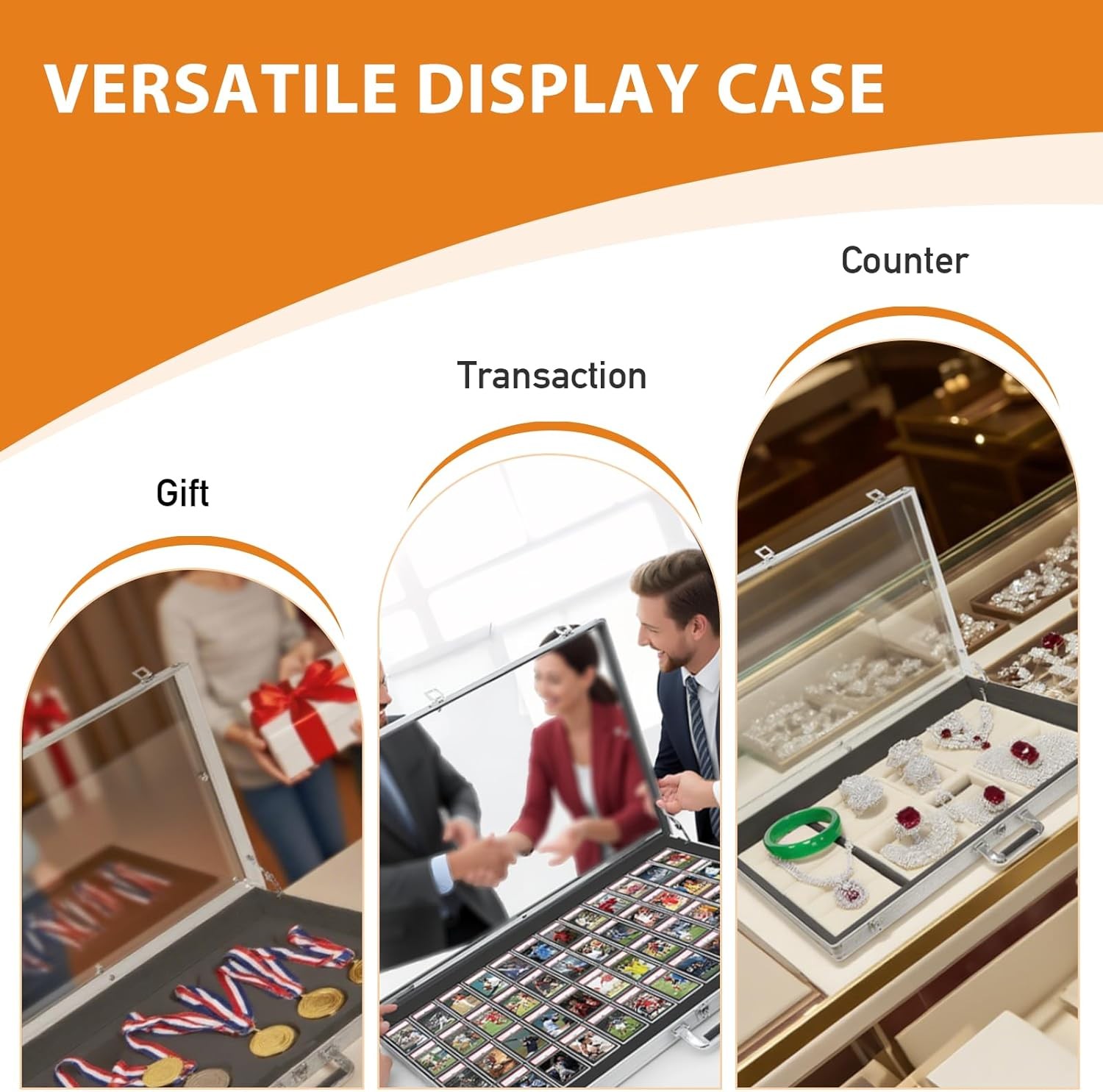 Locking Aluminum Display Case Showcase 34" x 22" Trade Show f Card Coin Jewelry