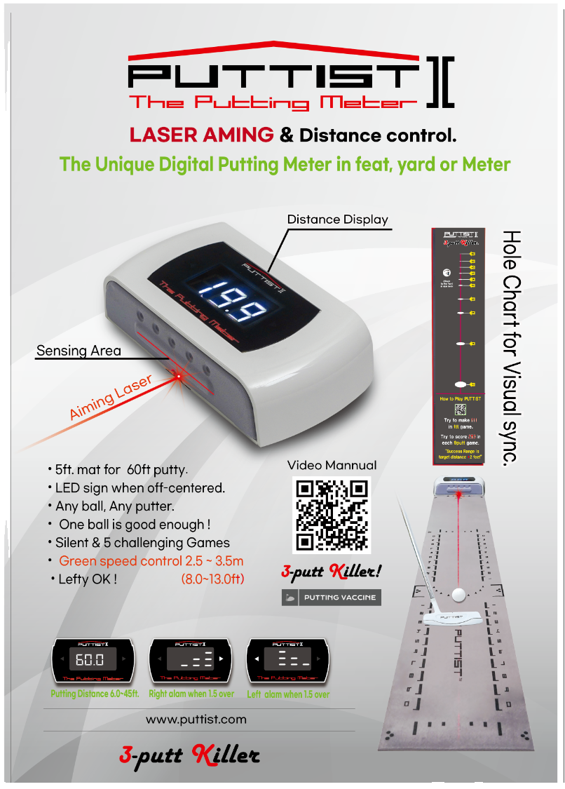 PUTTIST II Newest Digital Putting Trainer (20 Meter / 60 feet / Rechargeable )