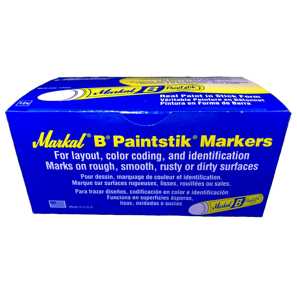 Box of 12 Markal B White Tire Chalk Paint Sticks Crayon Surface Marker Graffiti