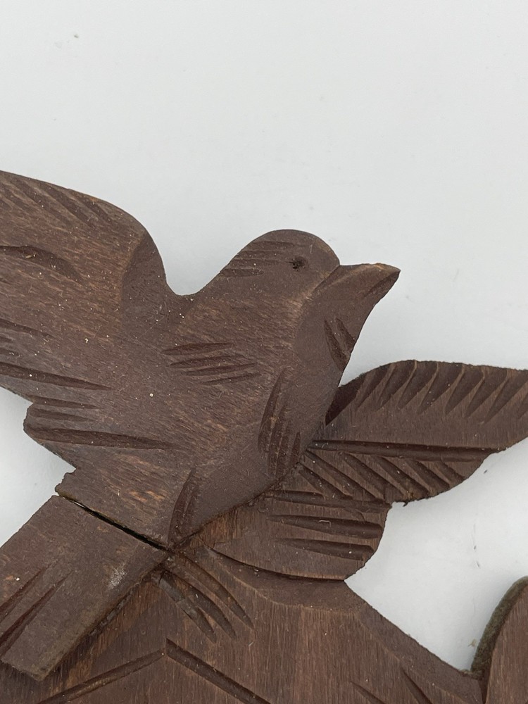 Vintage Cuckoo Clock Front Panel Trim Bird Leaves Small Unique C7
