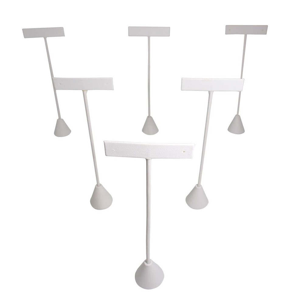 White Leatherette Earring T Shape Display Stands