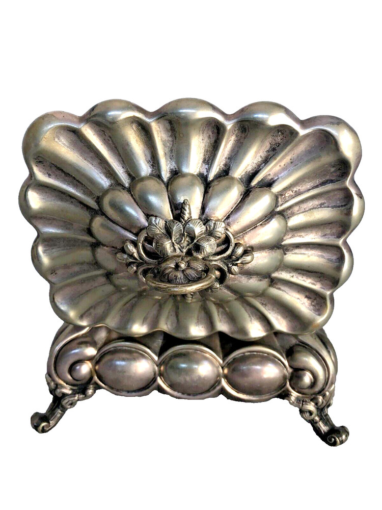 Antique Silver Plated Brass Sugar Box