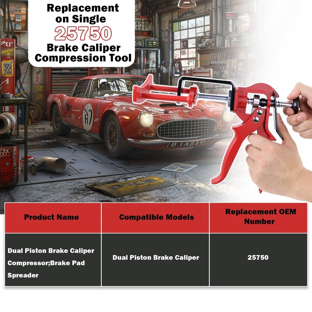 Red brake caliper & piston compressor tools, brake tools, pad spreader 25750