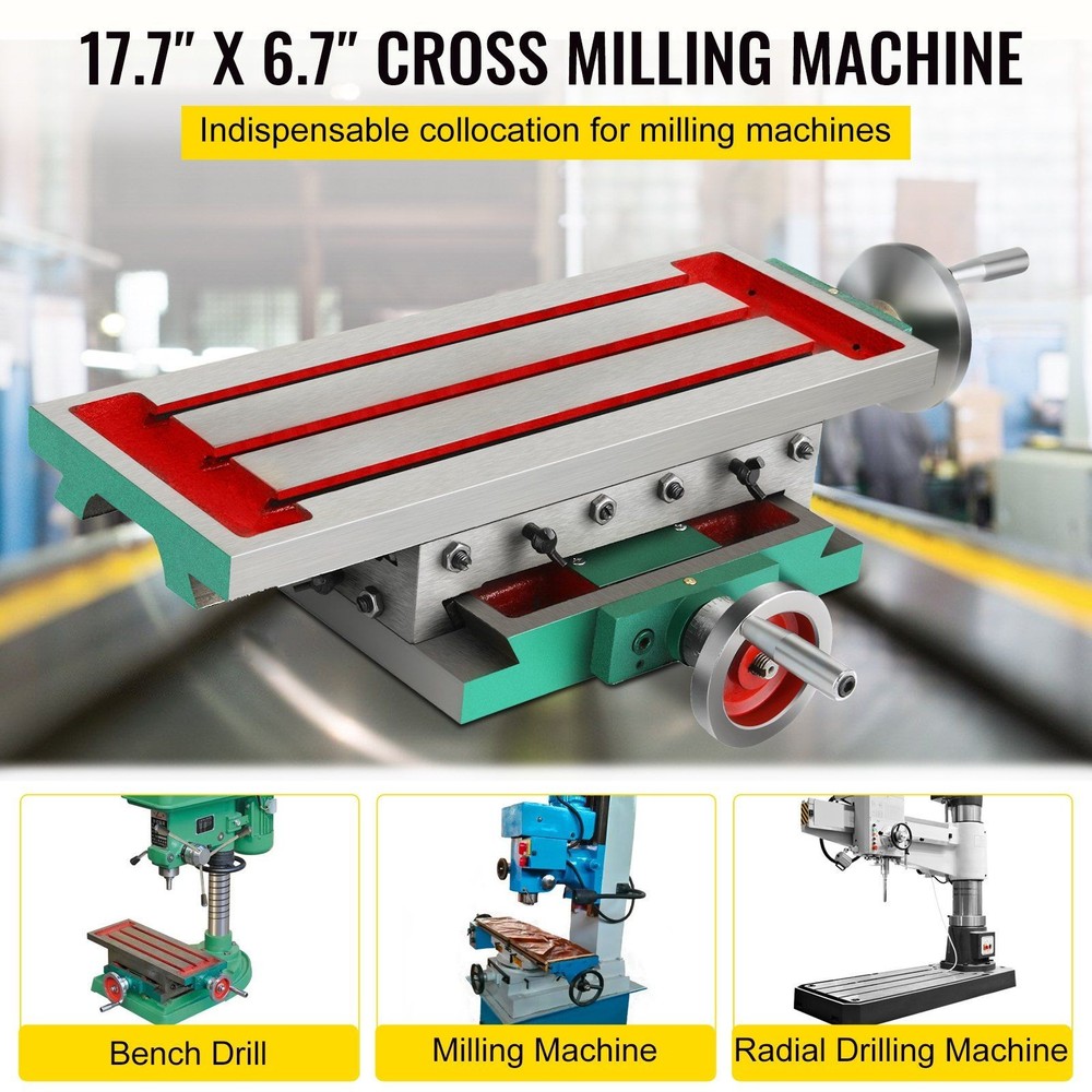 17.7x6.7in Universal 2-Axis Milling Worktable with 4-Way Mobility