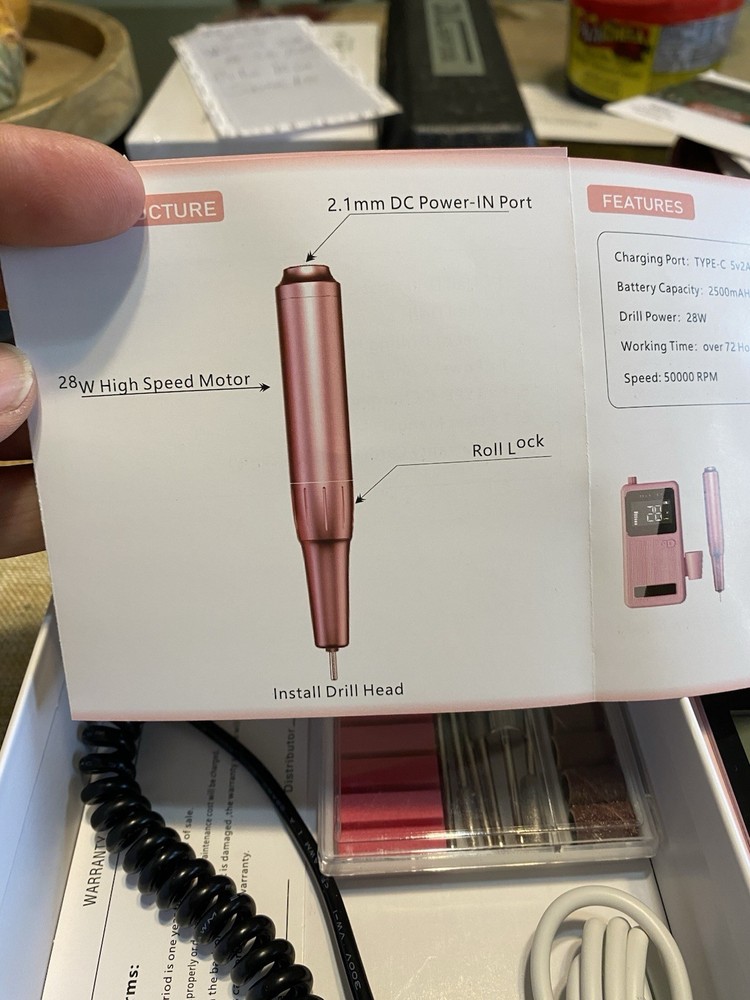 Pink Electric Nail Drill Portable Machine