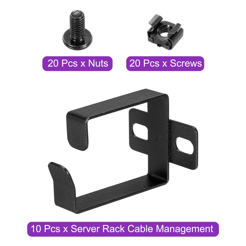 10 Set Network Server Rack Management Ring Cable Wire Cord Organizer Metal Black