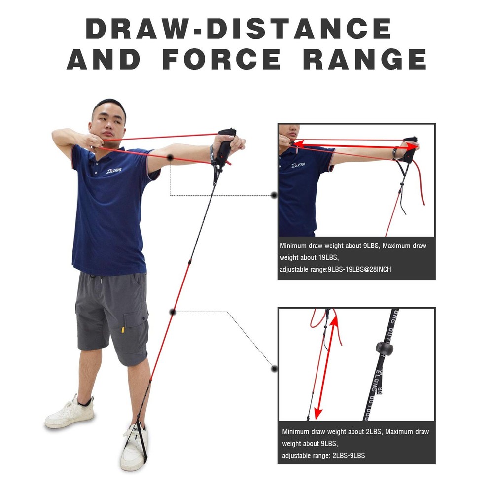 Elong Archery Bow Trainer Draw Training Aid Device Strength Stretch Black