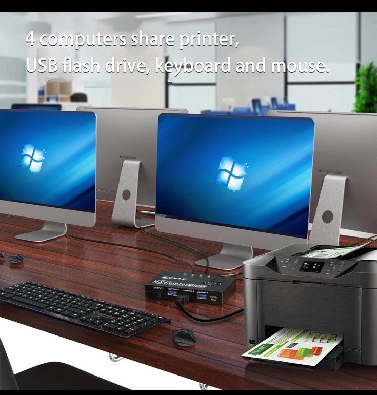 USB 3.0 Switch Selector 4 Port,KVM Switcher 4 Computers Sharing 4 USB Devices...