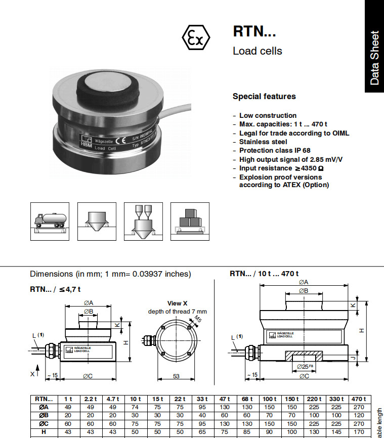 HBM RTN0.05/33t RTN0.05-33T Force Weighing Sensor NEW