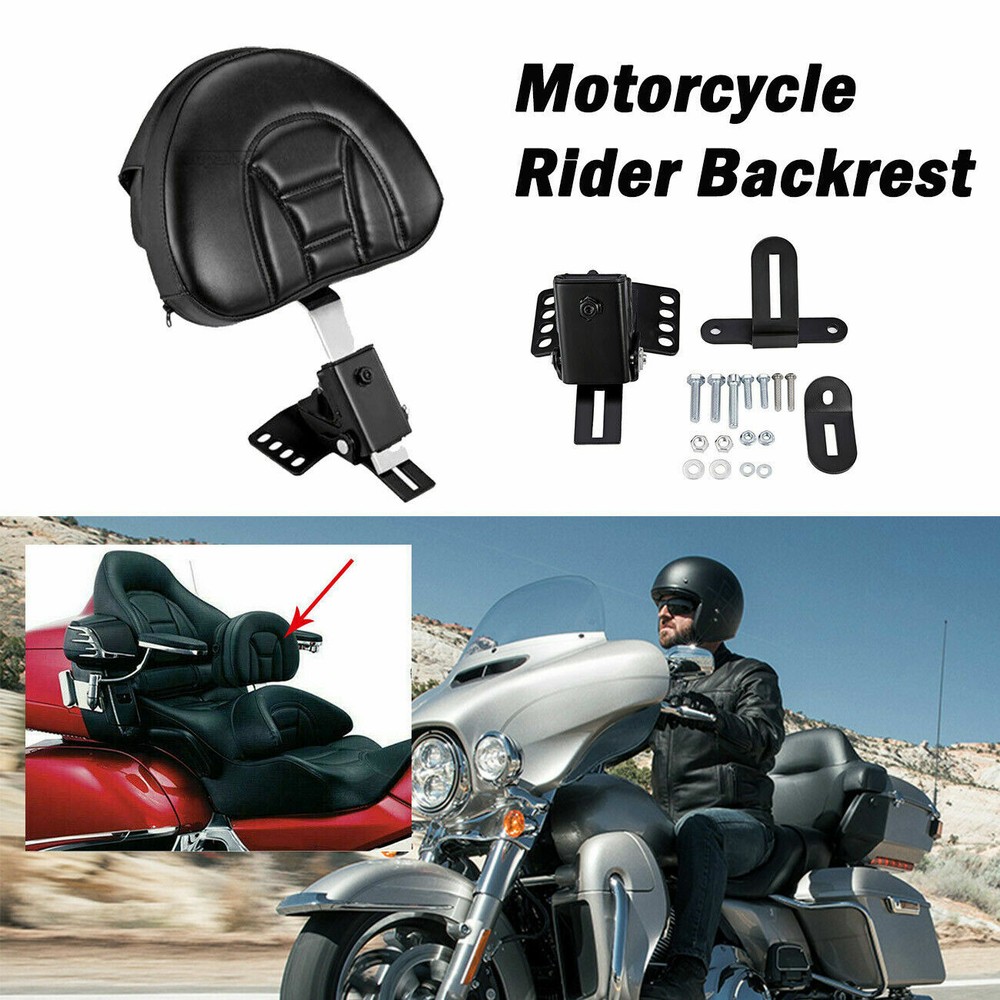 Black Adjustable Drivers Rider Backrest Mount Kit For Harley Electra Glide FLHR
