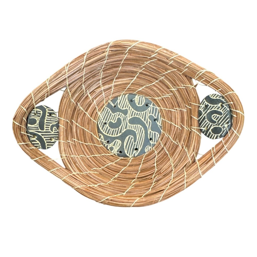 Hand Made Decorative Pine Needle Basket Tile Inserts by Melanie Walter