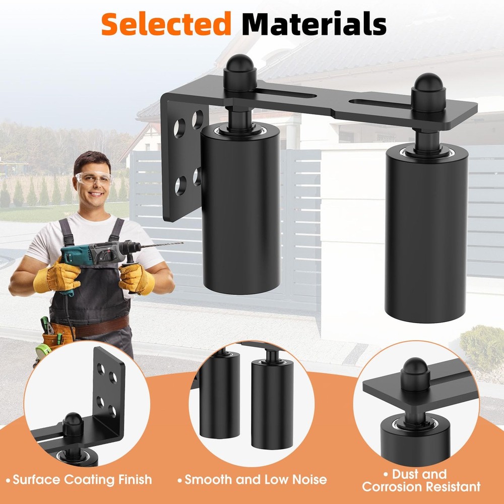 MeBantoo Sliding Gate Guide Rollers & Hardware Kit – Heavy 4in, Black-2pcs