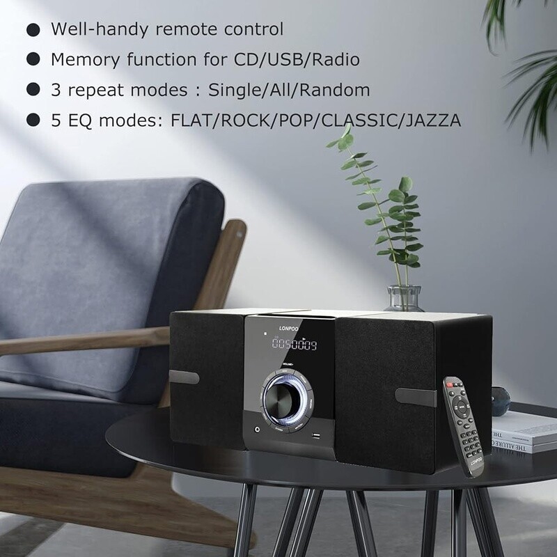 Compact Stereo CD Player Home System Bluetooth FM Radio USB Playback Remote New
