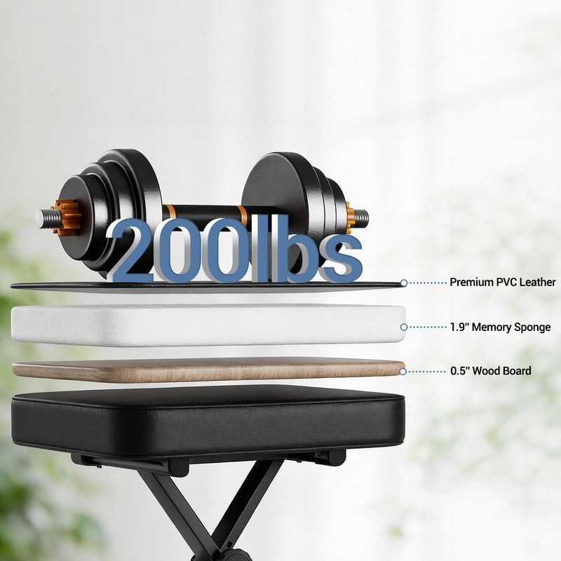 2 Pack Portable Adjustable Piano Bench, Folding Keyboard Stool