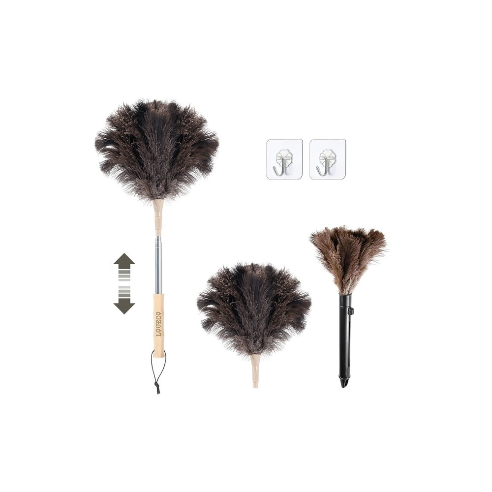 Ostrich Feather Dusters for Cleaning Kit - Reusable Soft Feather Duster Exten...