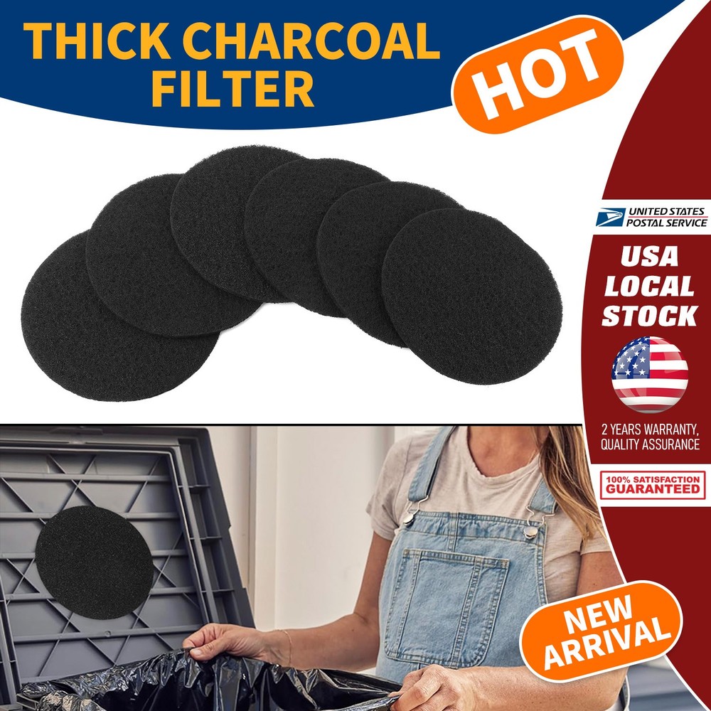 Charcoal Filter Replacements Kitchen Compost Bin Round 6.7inch 1cm Thick 6 Pcs