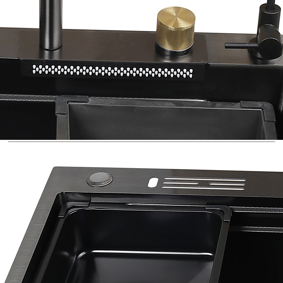 28x17 Flying Rain Stainless Steel Waterfall Kitchen Sink with Faucet Single Bowl