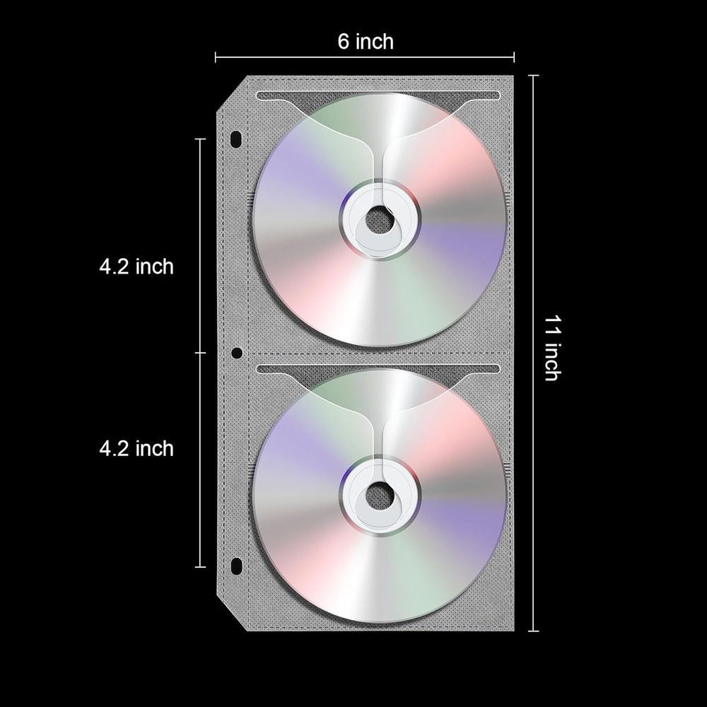 CD Binder Pages, Refill Sheets for 3 Ring Binders, Hold 48 Dvds, CD Case Sleeves