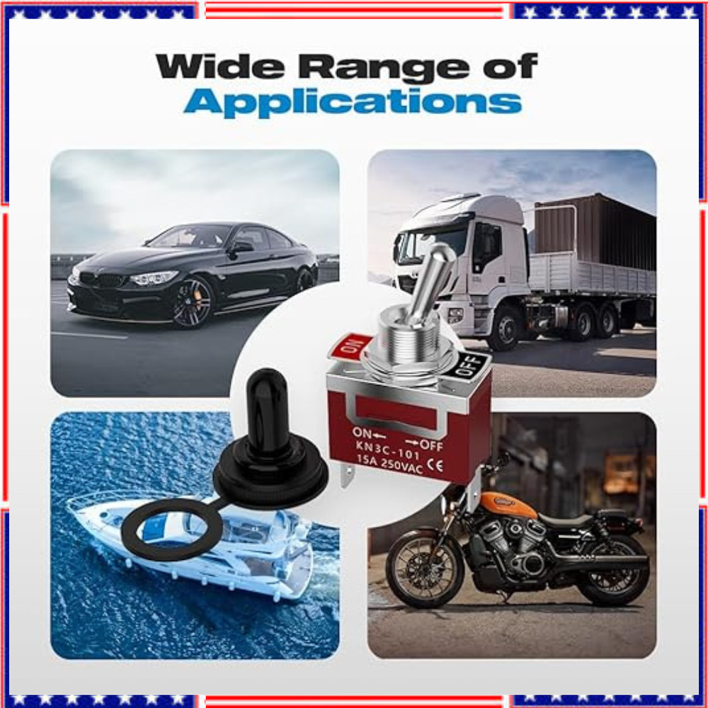 Toggle Switch 12V 30A Heavy Duty ON/Off 2Pin SPST Waterproof Toggle Switch 2Pack