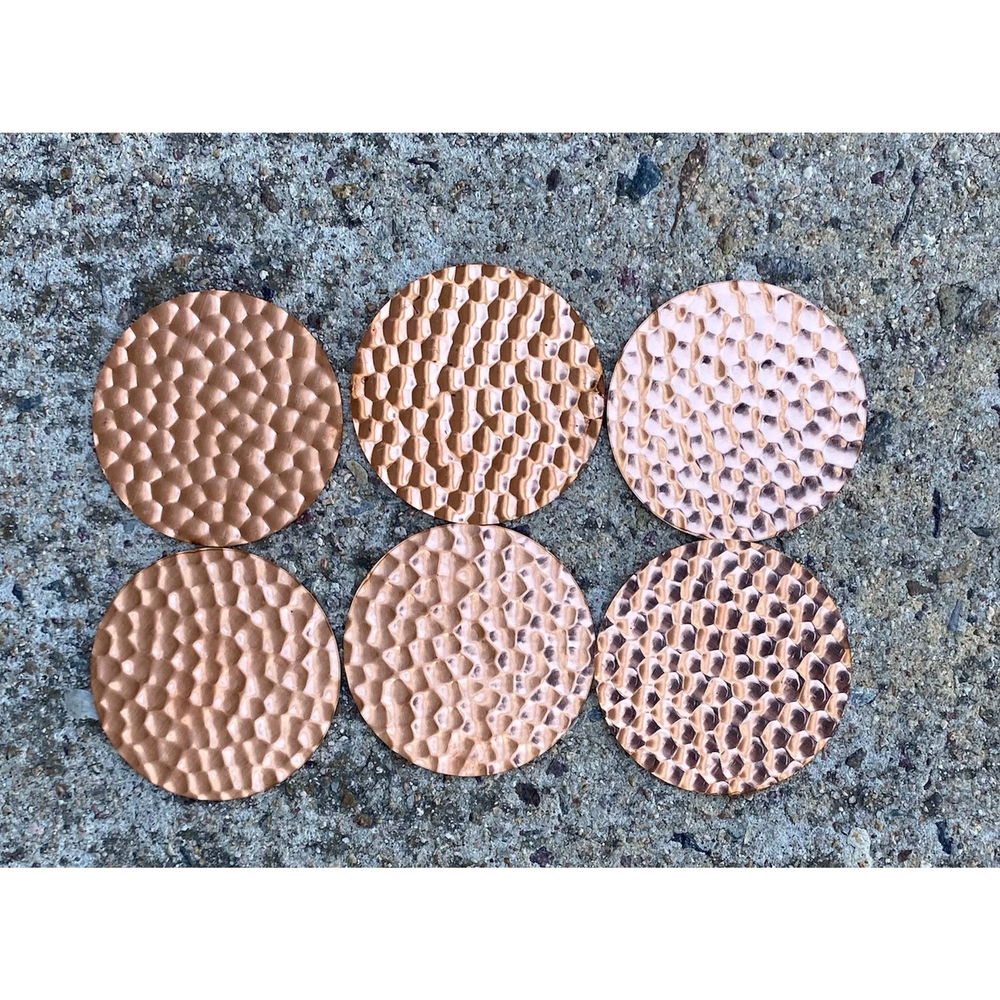 2.5" Hammered Copper Circle Blank Disc 5 pack