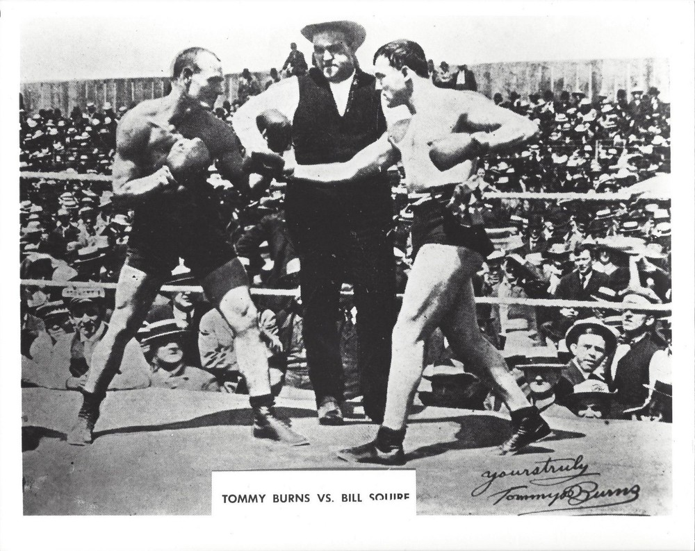 TOMMY BURNS vs BILL SQUIRE 8X10 PHOTO BOXING PICTURE