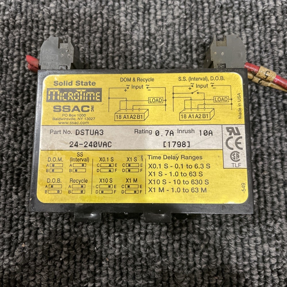 SSAC MICROTIME Solid State TIMING RELAY DSTUA3 24-240VAC 0.1s-63m