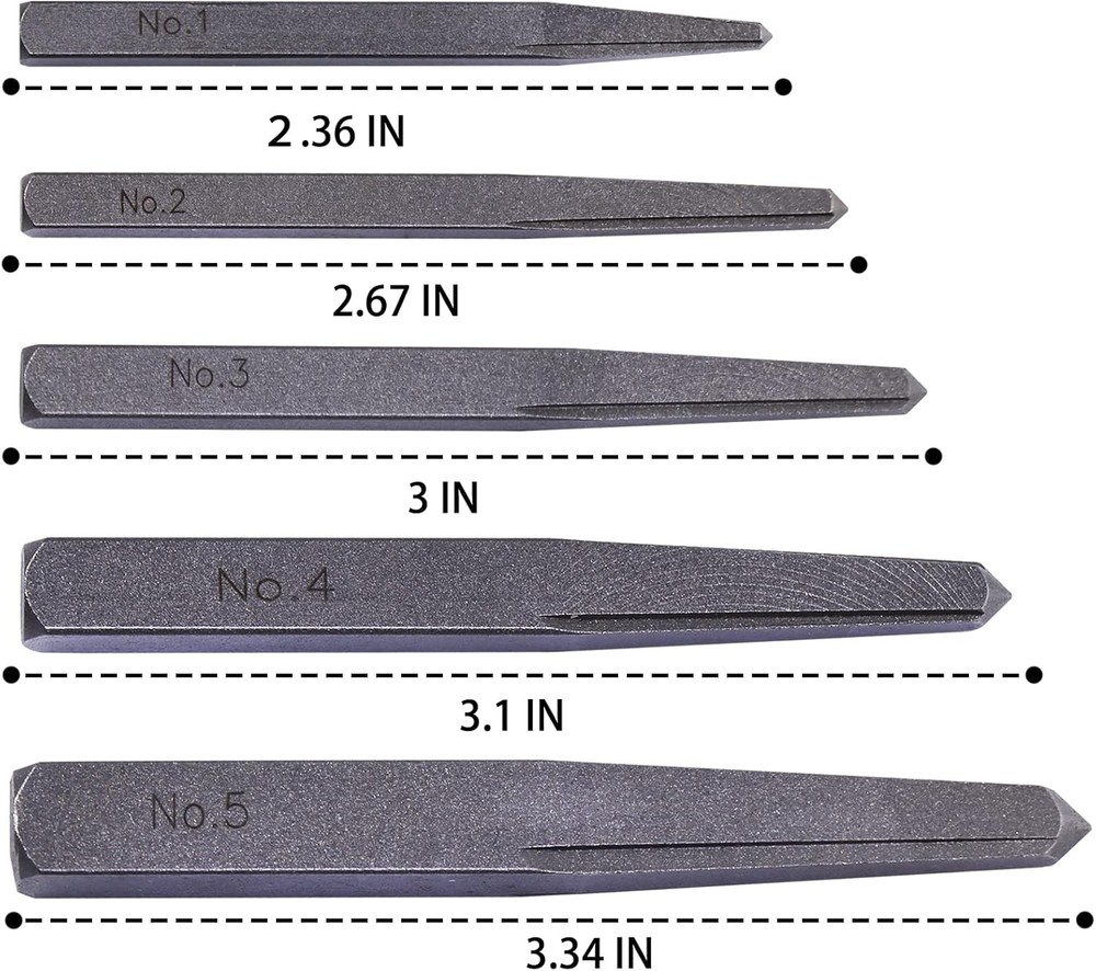 5 Pieces Easy Out Bolt Extractor Set, Straight Fluted Screw Extractor,...