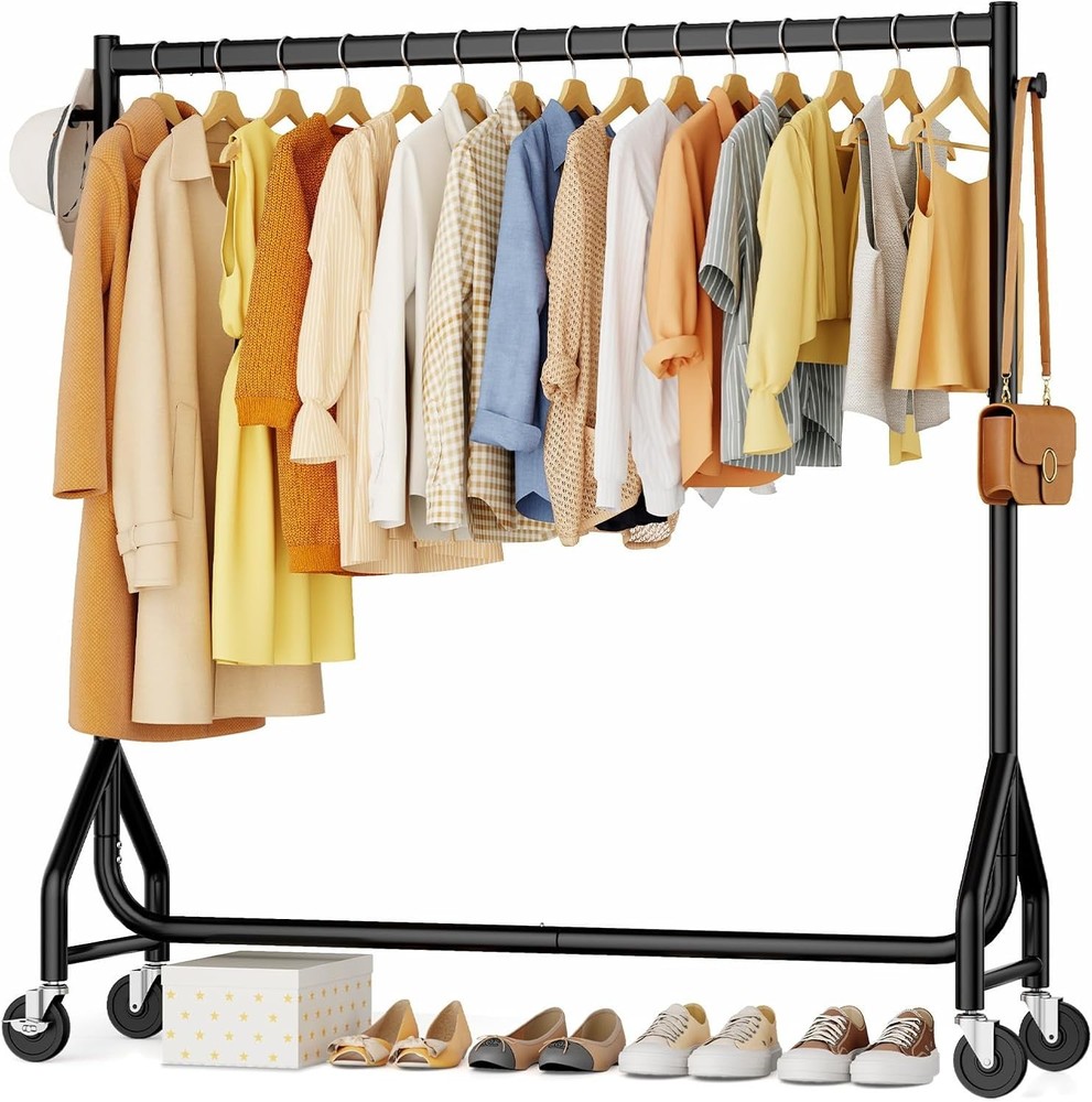 Clothes Rack Rolling Heavy Duty 420 lbs Black